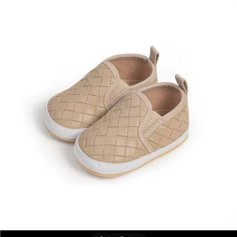 Tan Woven Kids Slip-On Shoes